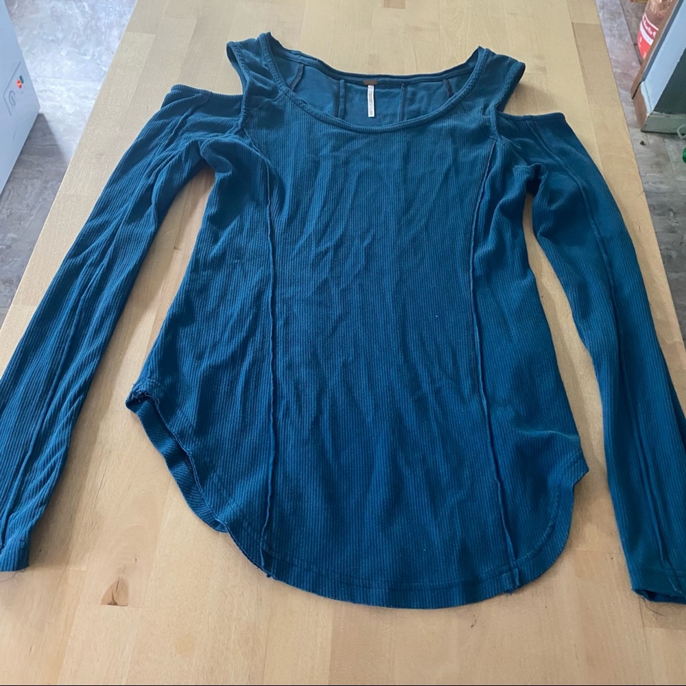 Free People Cold Shoulder Long Sleeve Top